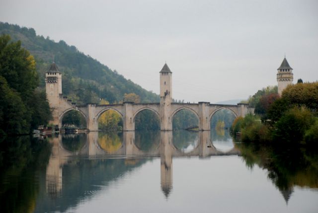 View of the Pont Valentre, Cahors in Autumn